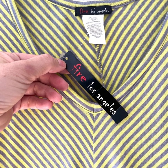 Tunic Cover up Top Blouse High Low Hem Lime Gray Relaxed Fit Stretch, Size M - Picture 5 of 7